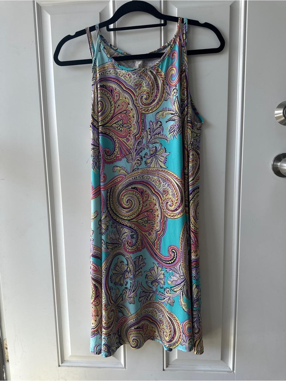 Women’s Turquoise Paisley Asymmetrical Tank Dress
